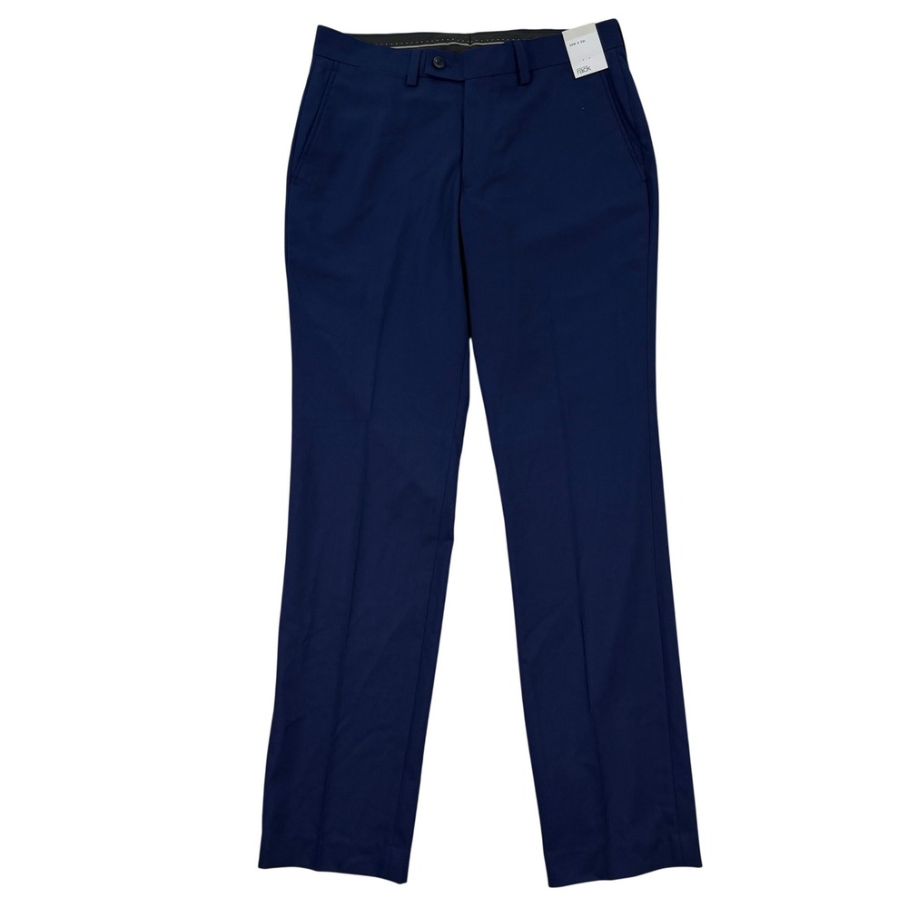 NEW Nordstrom Rack Mens 32x32 Dress Pants Blue Flat Front Slim Straight Leg Flex